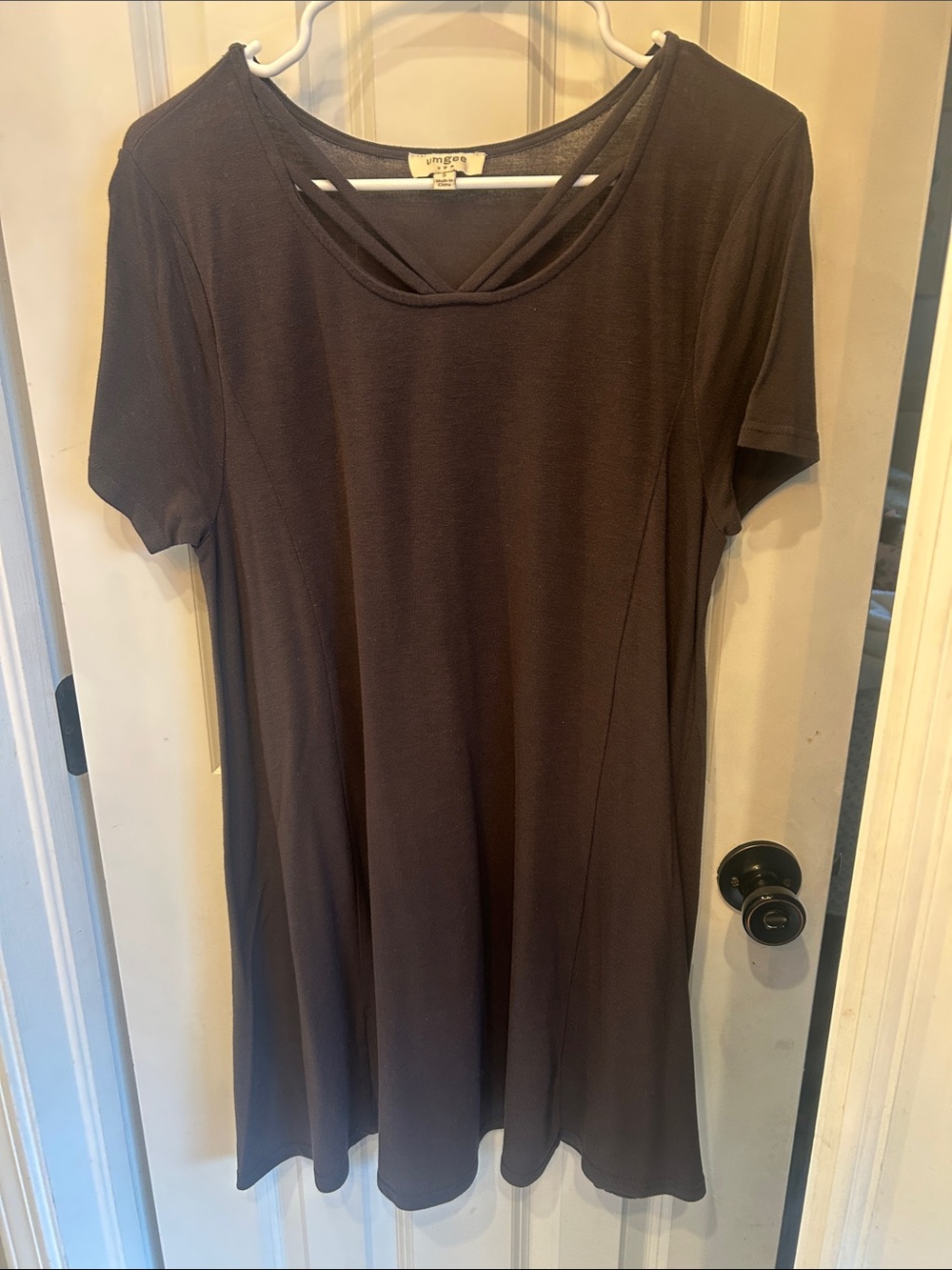 Umgee Charcoal Crisscross Short-Sleeve Swing Tunic